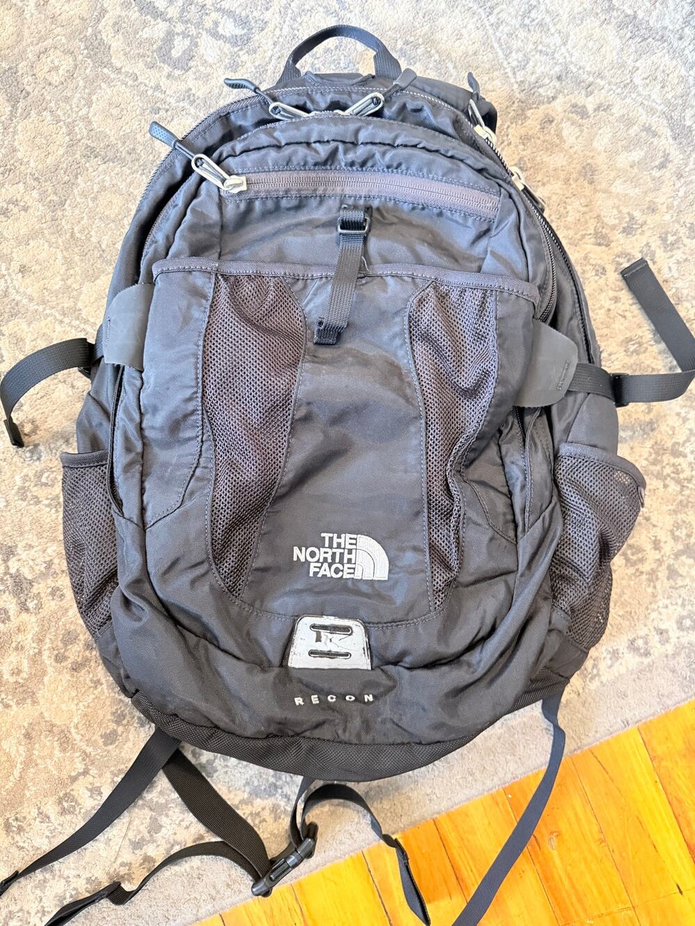 The North Face Recon Backpack Black Gray Laptop School Hiking Travel Bag